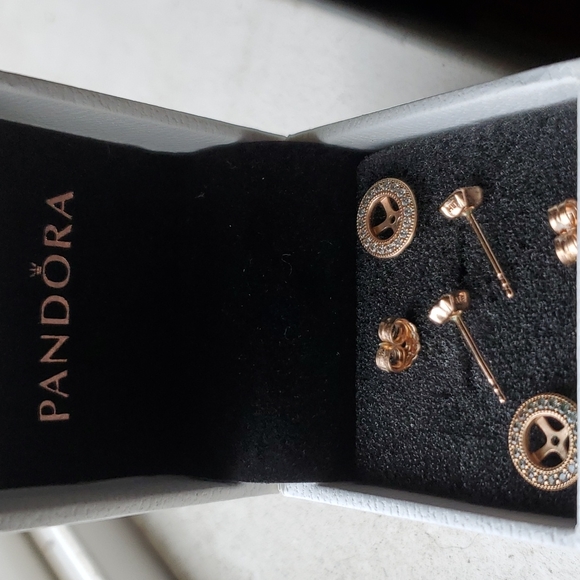 Pandora Circle Stud Earrings in Rose Gold - Picture 7 of 10